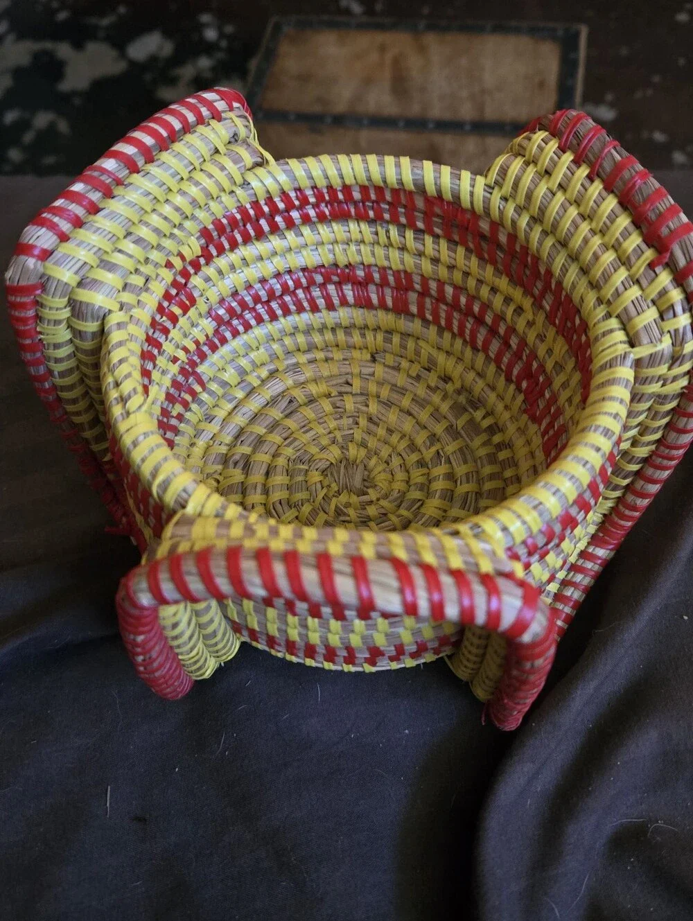 Handwoven Red and Yellow VINTAGE Bowl